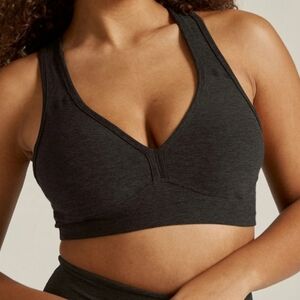 Beyond Yoga Lift Your Spirits Padded Sports Bra Women's L Spacedye V Neck Gym